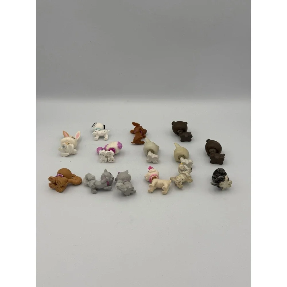 Mini Animal Toy Figures Lot of 14 Cute Dogs Cats Bunny Mixed Brands